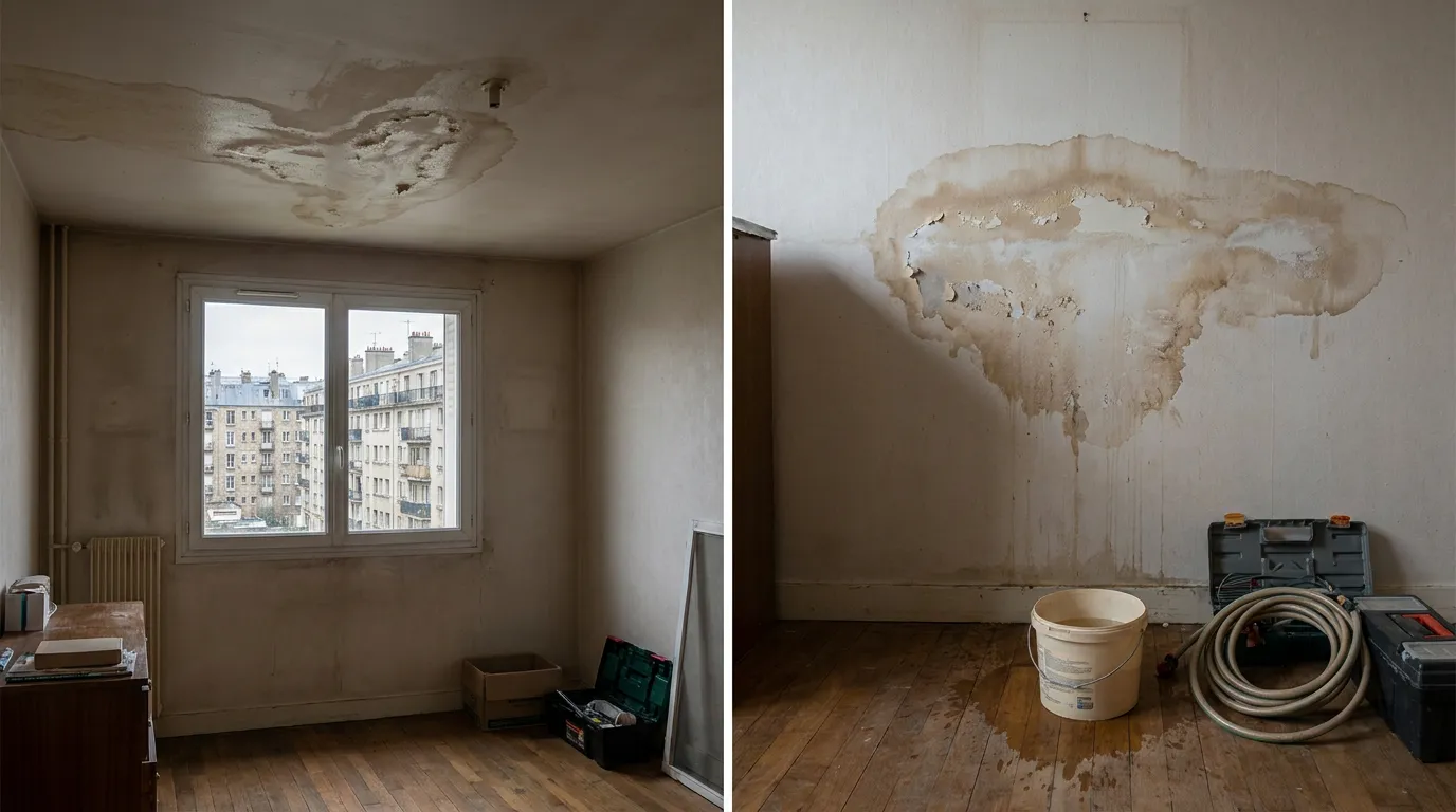 Tache d'eau au plafond d'un appartement de Charenton-le-Pont, dégât des eaux en copropriété