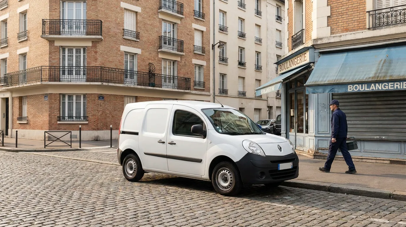 Camionnette du plombier Stéphane Bonnet devant un immeuble de Charenton-le-Pont